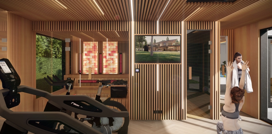 Design and manufacture of sauna wellness, private exclusive gym 