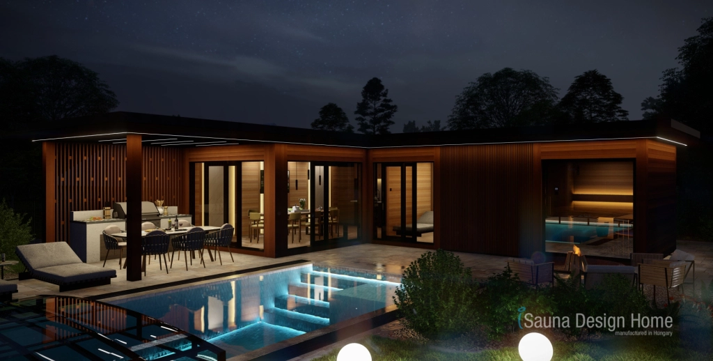 Sauna House at Night