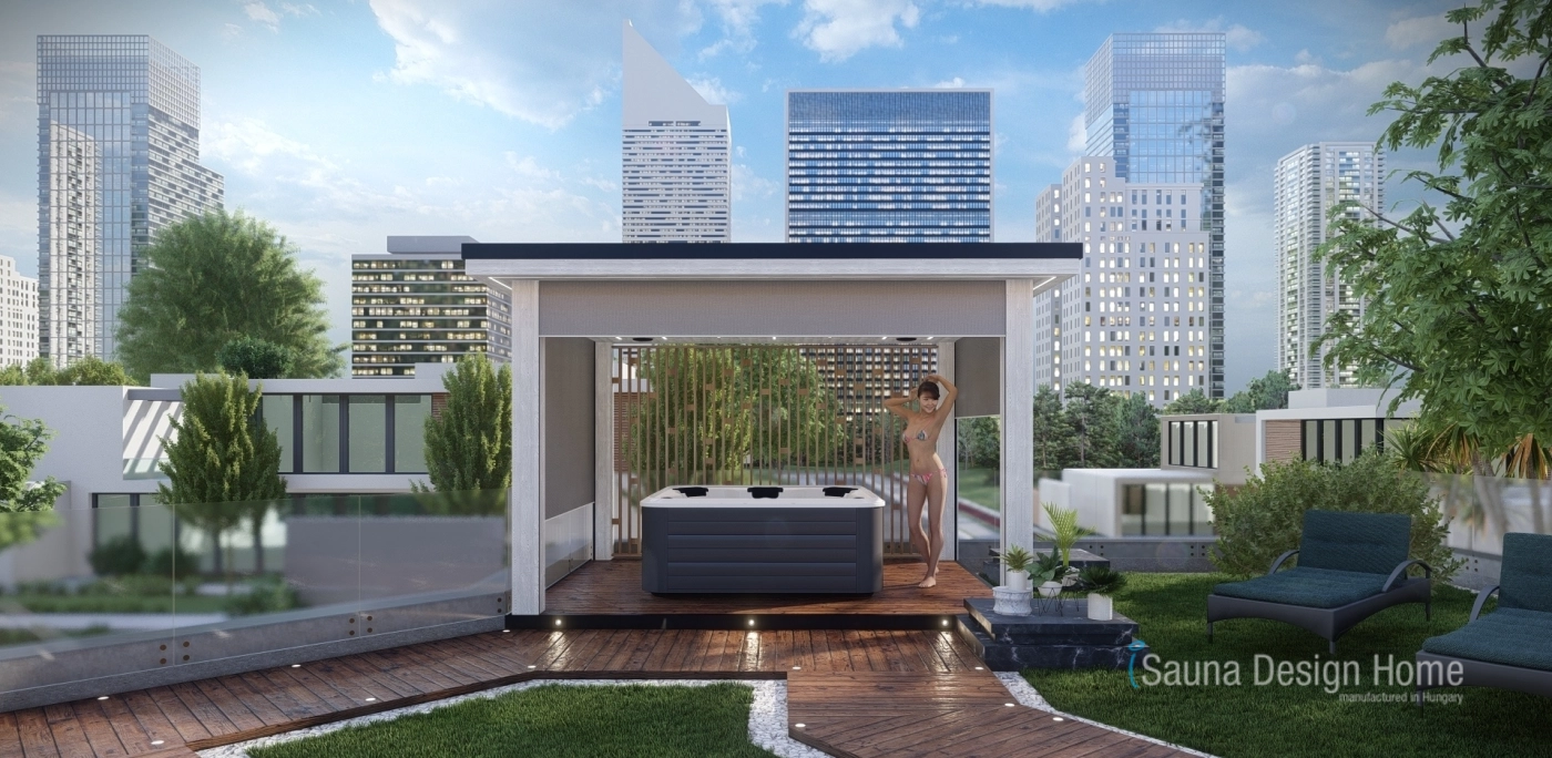 Pergola with zipSCREEN shading in White.