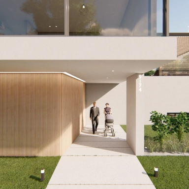 Outdoor wooden panelling