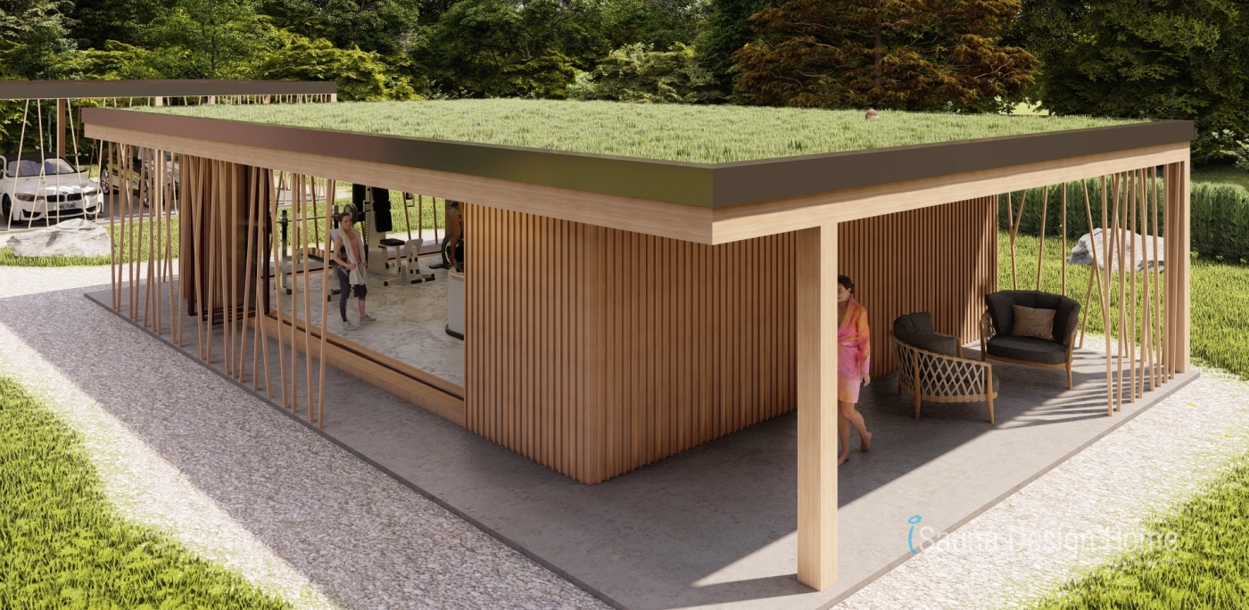 Sauna with green roof