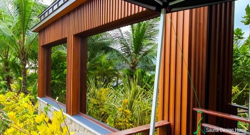 Sauna house as an exclusive hot yoga location