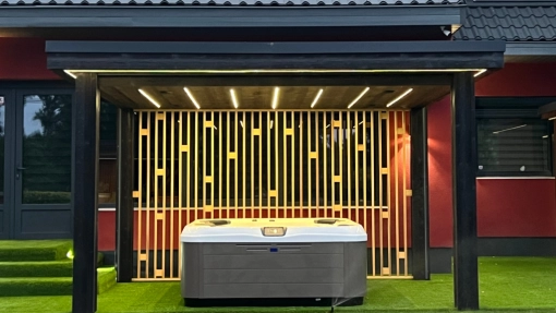 wooden pergola, garden pavilion