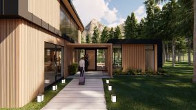 Outdoor wooden facade