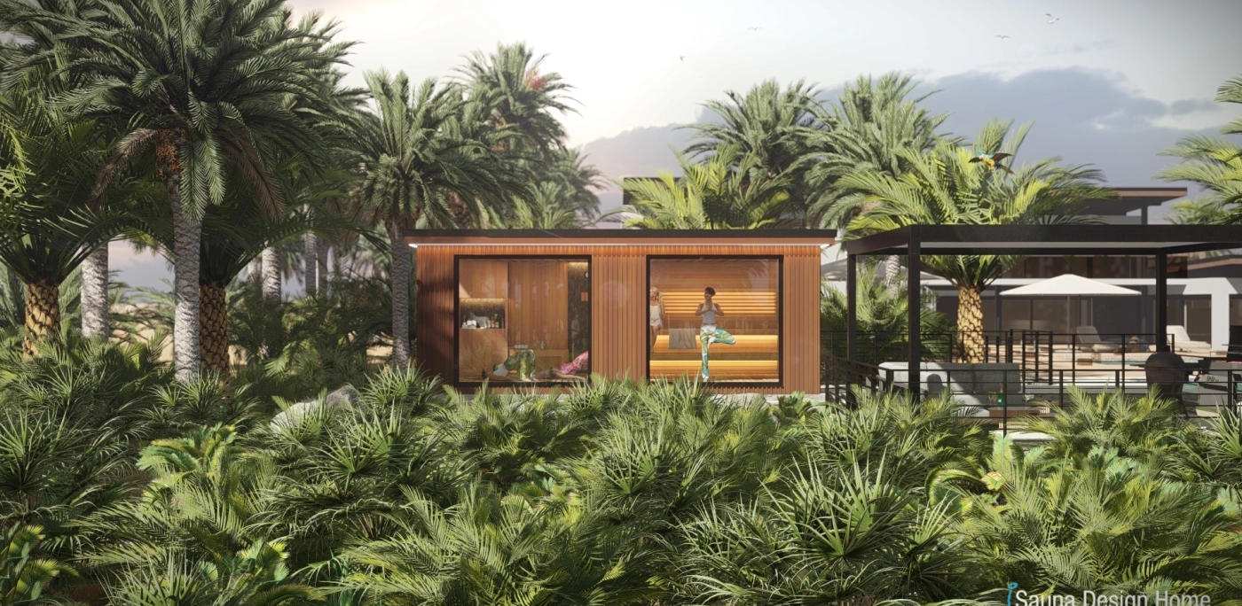 sauna house with yoga studio