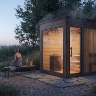 Luxury glass garden sauna