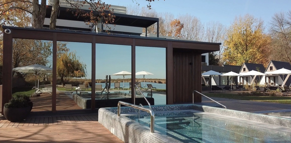 Outdoor wellness sauna house for the guest's comfort