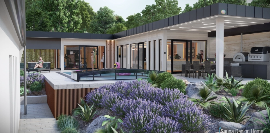 Luxury outdoor sauna house