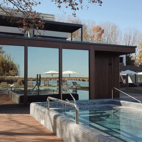 Outdoor wellness sauna house for the guest&#039;s comfort