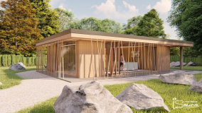 Garden saunas, sauna houses with jacuzzi, individual wooden shades