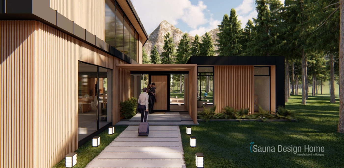 Outdoor wooden facade