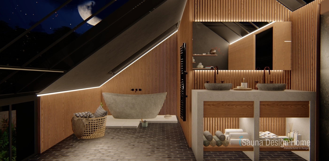 Wooden panels in the bathroom