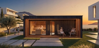 Luxury outdoor sauna house