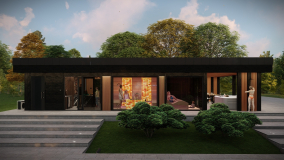 Private family sauna and wellness house in natural style