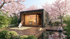 Modern garden sauna