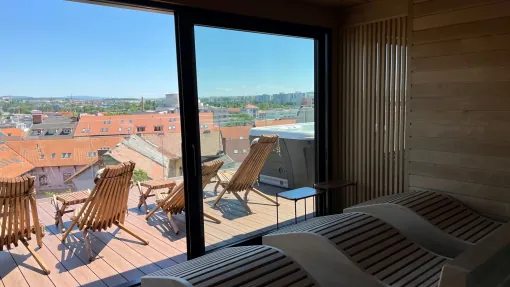 Panorama sauna house on the roof terrace Panorama sauna house on the roof terrace