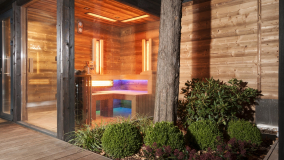 outdoor family sauna house and wellness