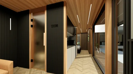 Wellness Retreat Interior with Sauna