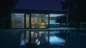 night atmosphere of the sauna house