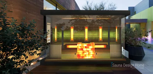 Lugano sauna with green light Lugano sauna with green light