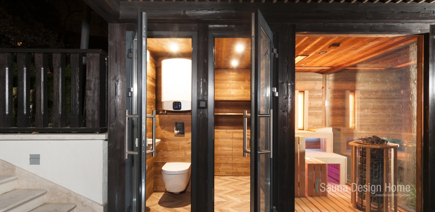 outdoor family sauna house and wellness
