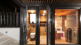 outdoor family sauna house and wellness