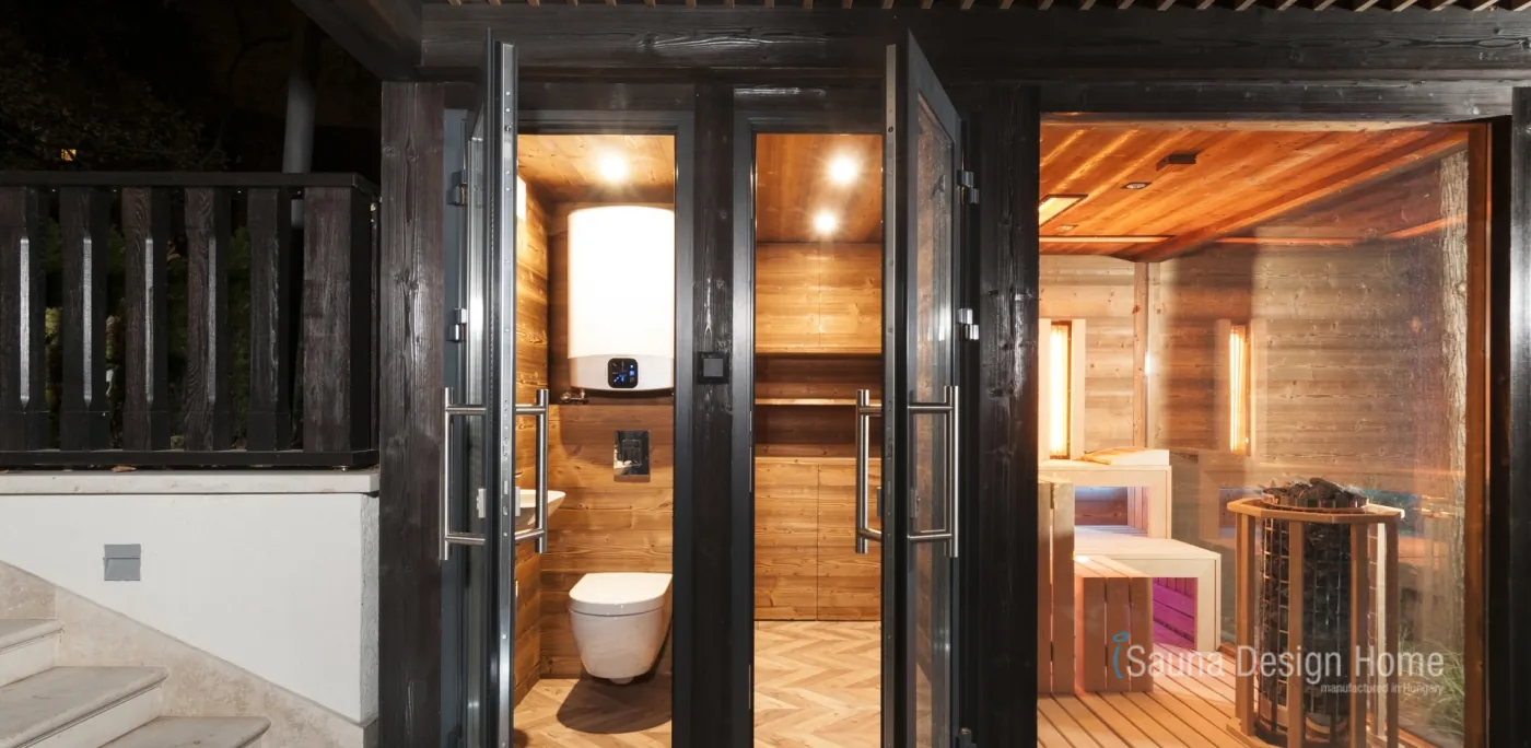 outdoor family sauna house and wellness