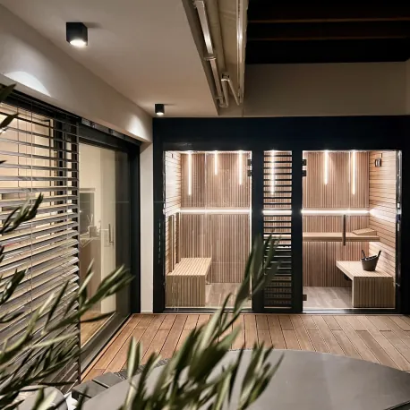 Individual outdoor built-in sauna