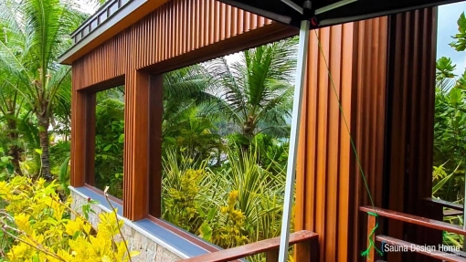 Sauna house as an exclusive hot yoga location