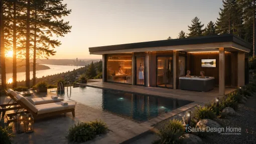 Lake Balaton Luxury Wellness House | Custom Sky Residence™ Sauna and Living Space