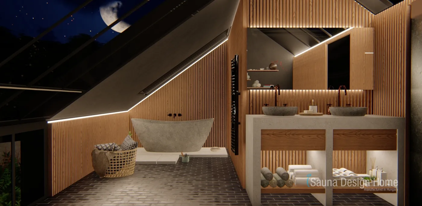 Wooden panels in the bathroom