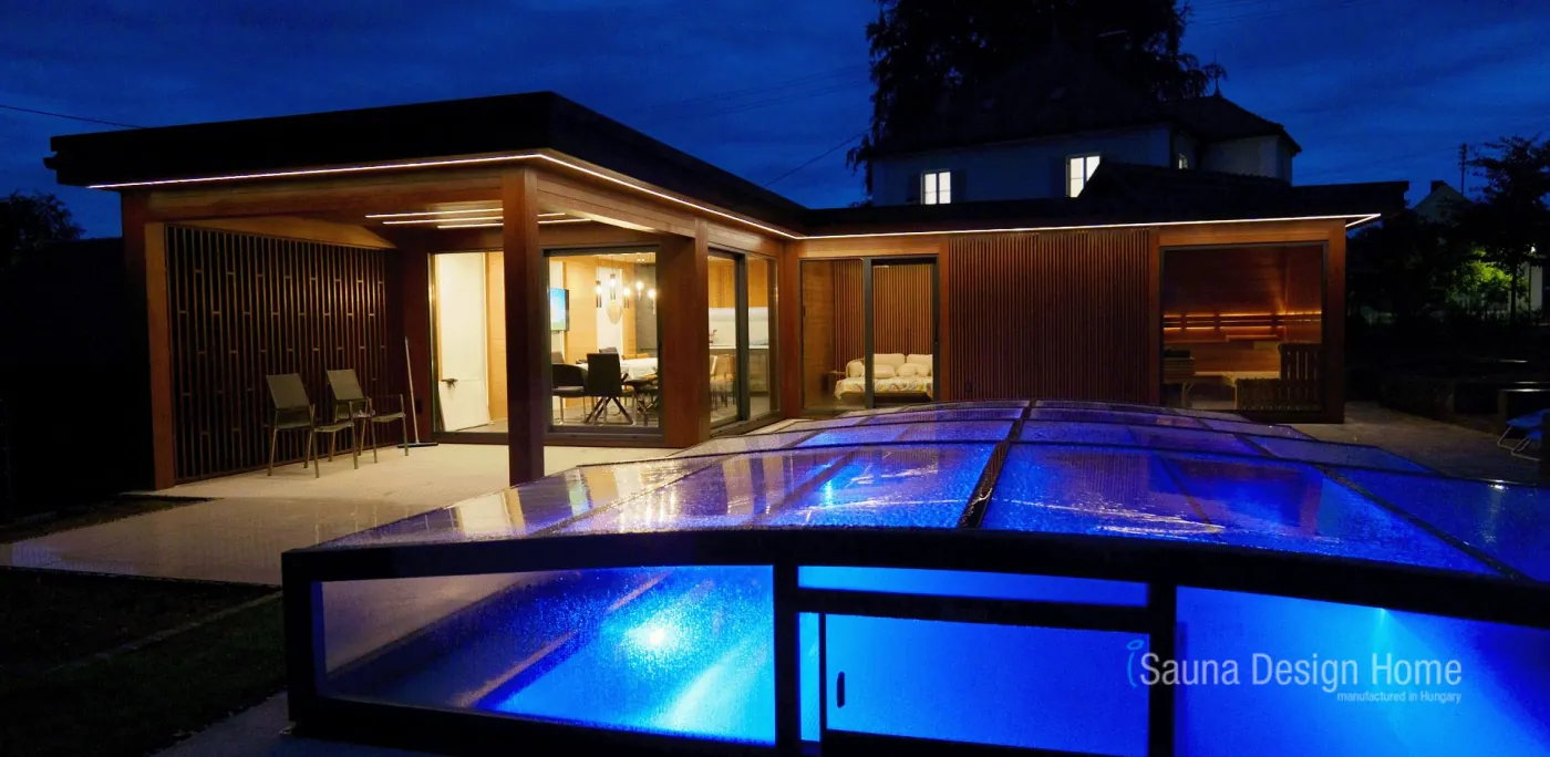 Wellness house at night