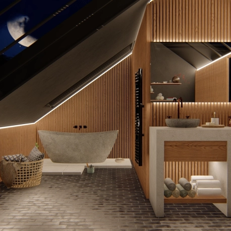 Solid wood sunshades, wooden wall panelling