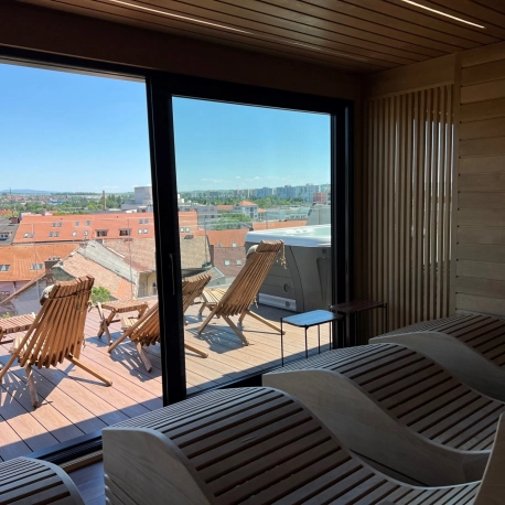 Exclusive panoramic terrace wellness sauna house