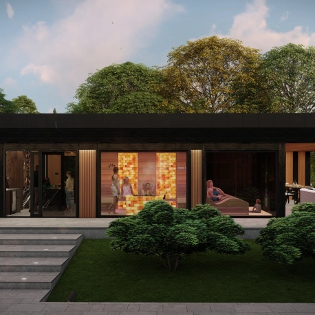 Private family sauna and wellness house in natural style