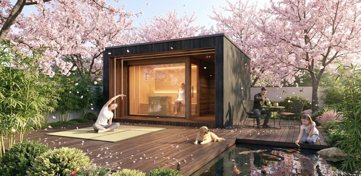 Modern garden sauna