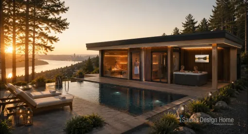Lake Balaton Luxury Wellness House | Custom Sky Residence™ Sauna and Living Space