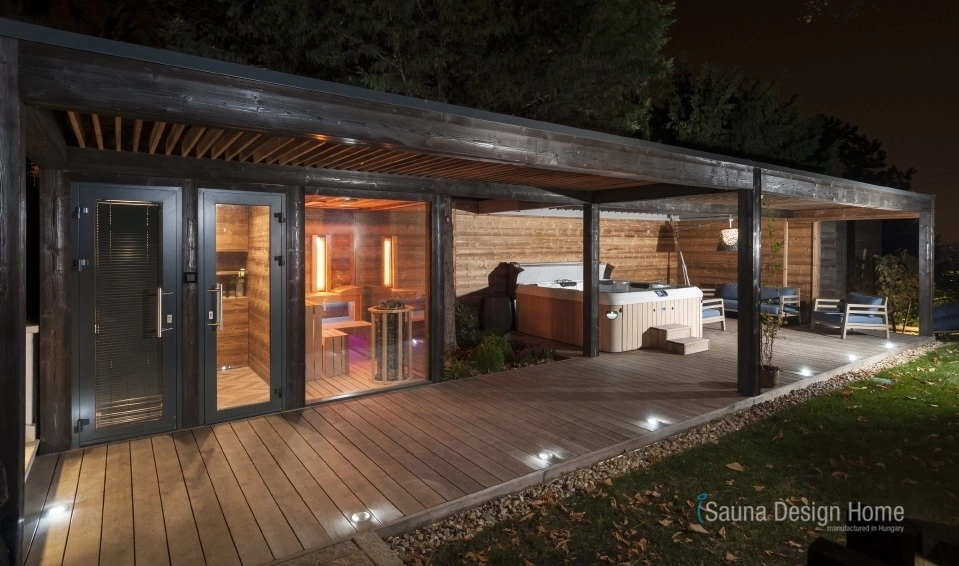 outdoor family sauna house and wellness