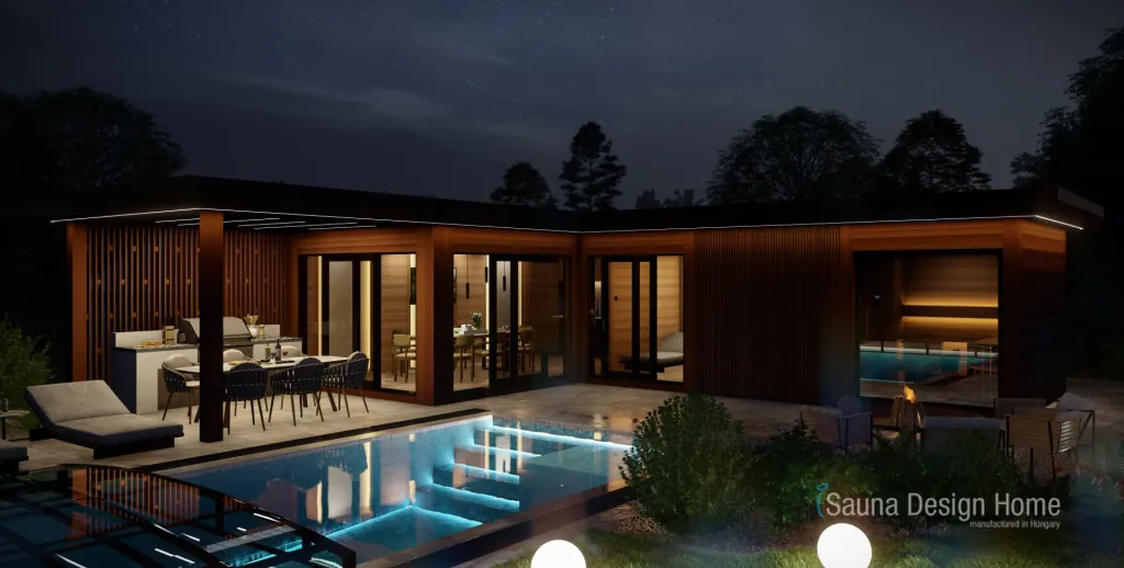Sauna House at Night