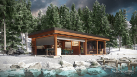 sauna house with energy-saving technology