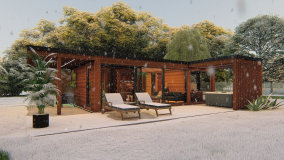 Stylish sauna house in winter atmosphere